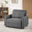 3-in-1 Convertible Accent Chair with Pillow, Adjustable Recline, Linen Fabric, Steel Frame-1568903377