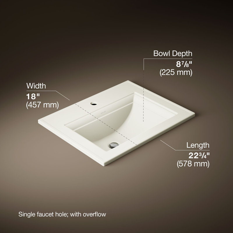 Memoirs® Stately Drop-in Bathroom Sink, Single Hole, Biscuit