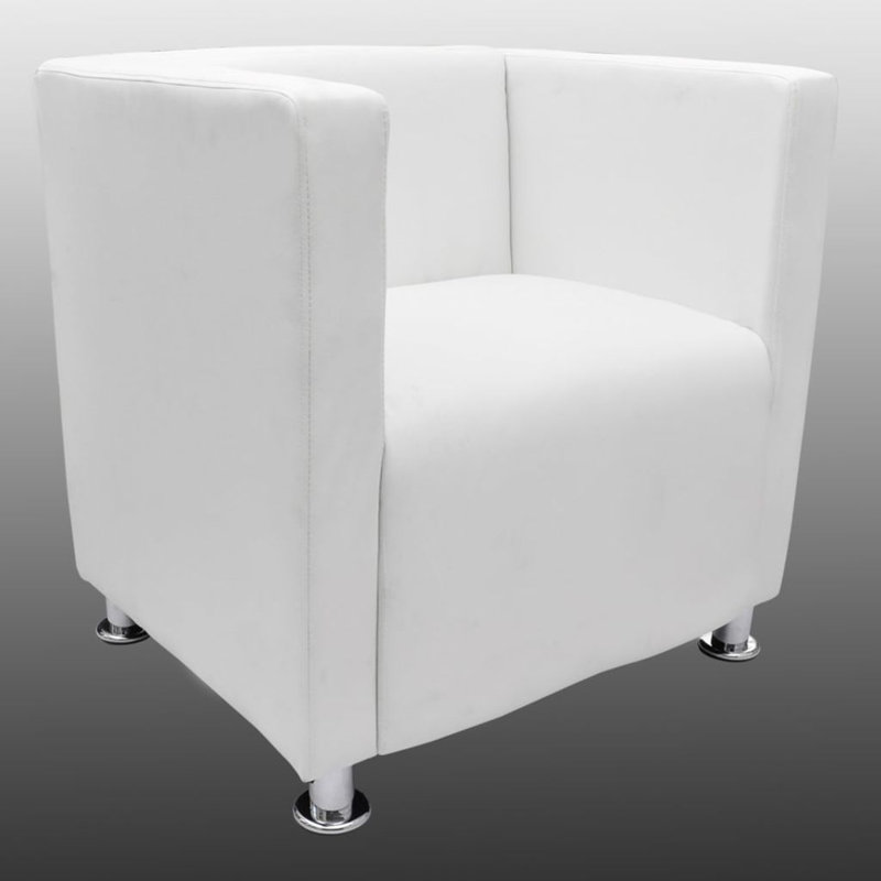 Fauteuil cubique en similicuir, Cuir véritable blanc