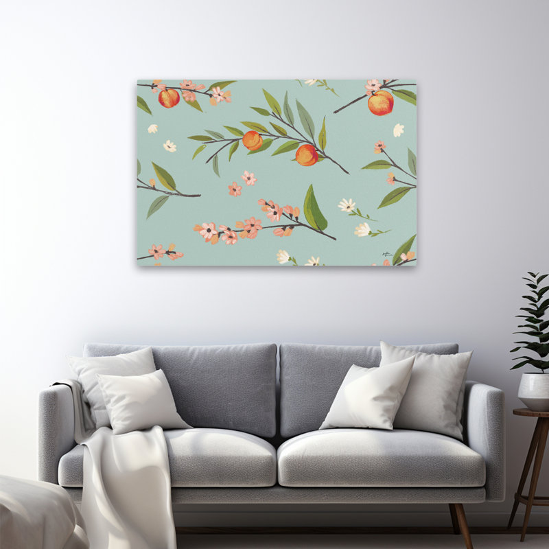 «Sweet Life Step 01 - Blossoms Blue Brown Buds Art», H 36 po x l 48 po