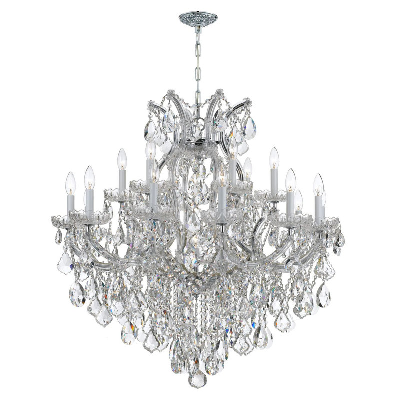 Wehr 19 - Light Glass Classic / Traditional Chandelier, Chrome, Majestic Wood Polished