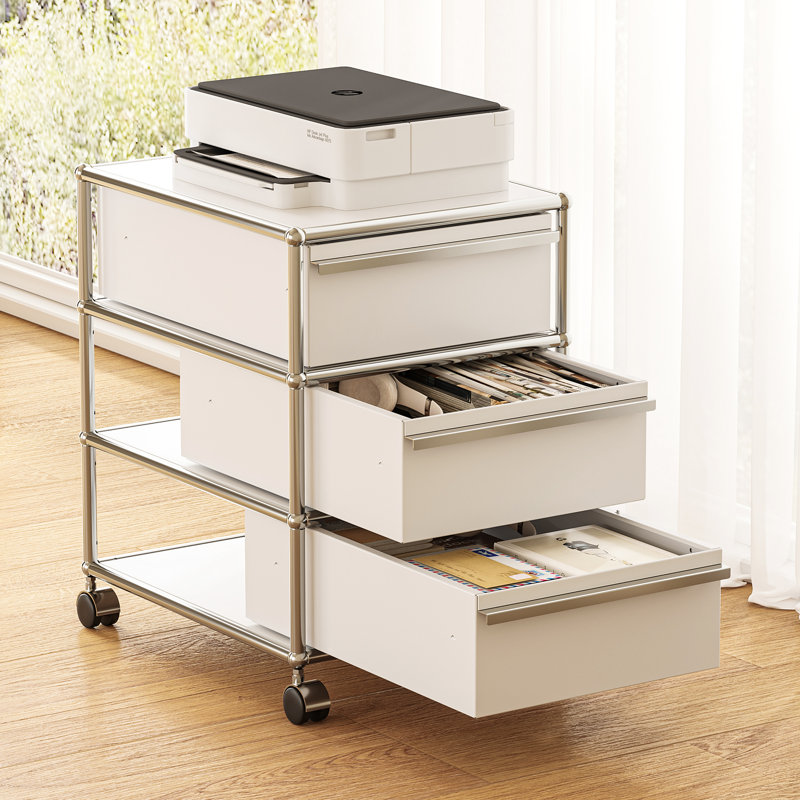 Classeur en acier à 3 tiroirs avec roulettes H 24 po x l 16,3 po x P 20,5 po (1 ensemble), Blanc