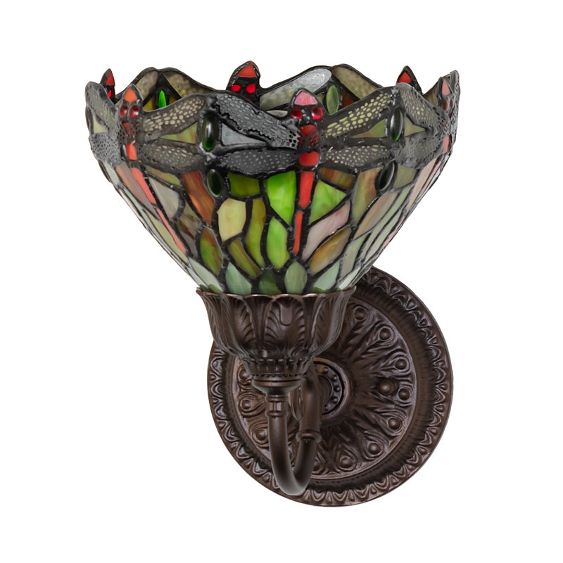 1 - Light Armed Sconce, Green/Red/Orange/Clear