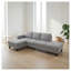 Canapé d'angle en tissu calico gris pâle avec méridienne à gauche et pouf, ensemble de salon contemporain 4 places