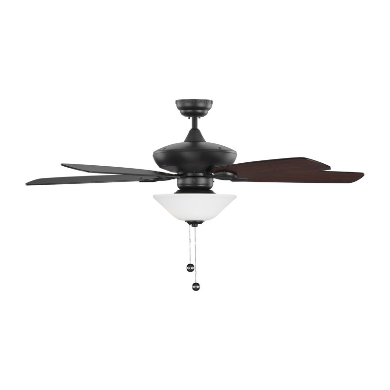 52'' Ceiling Fan with Light Kit, Black with Black Blades