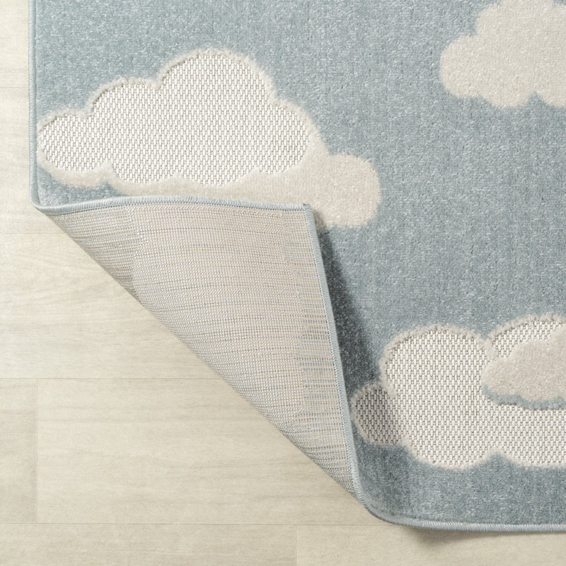 Hedwig High-Low Youth Cloud Scandi Blue/Ivory Indoor/Outdoor Rug, Blue/Ivory , Rectangle 6' x 9'