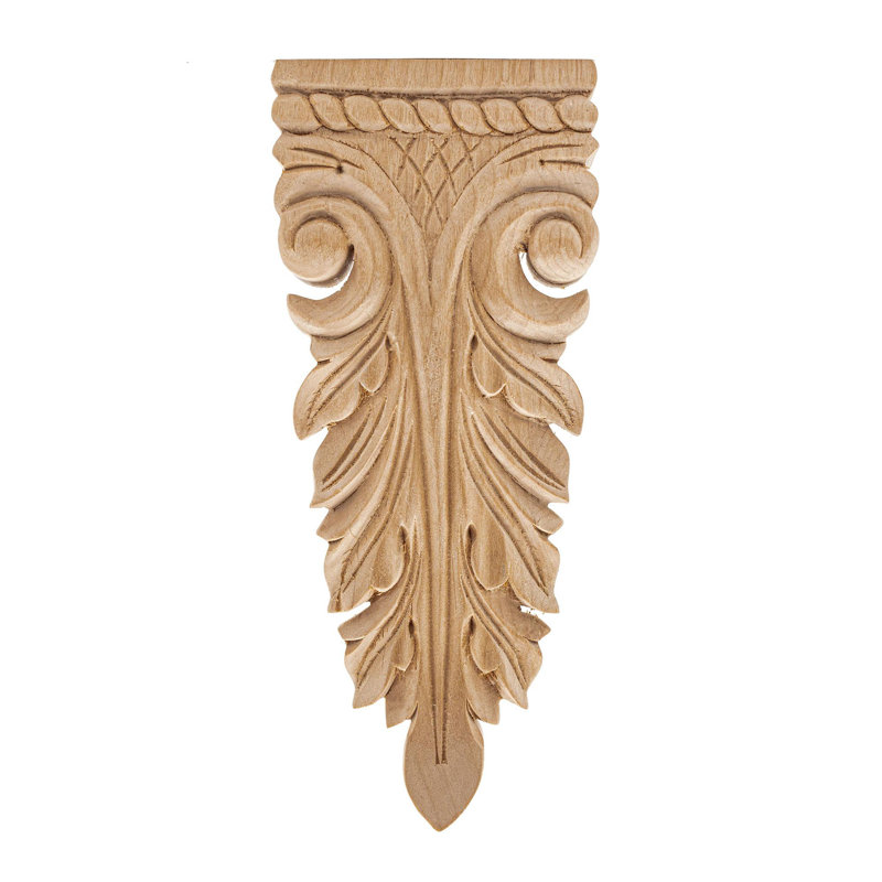 Hand Carved Alder Wood Acanthus Onlay Applique