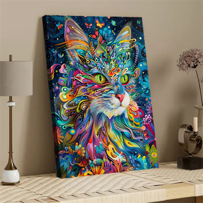 Colorful cat art poster