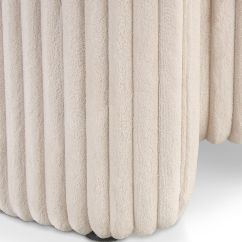 Buckler Round Storage Ottoman, Beige