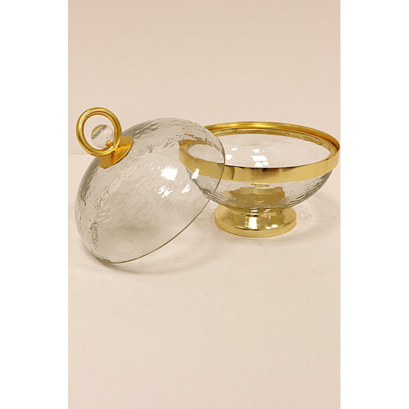 Pot avec détail doré et poignée boule transparente - P 5,5 po