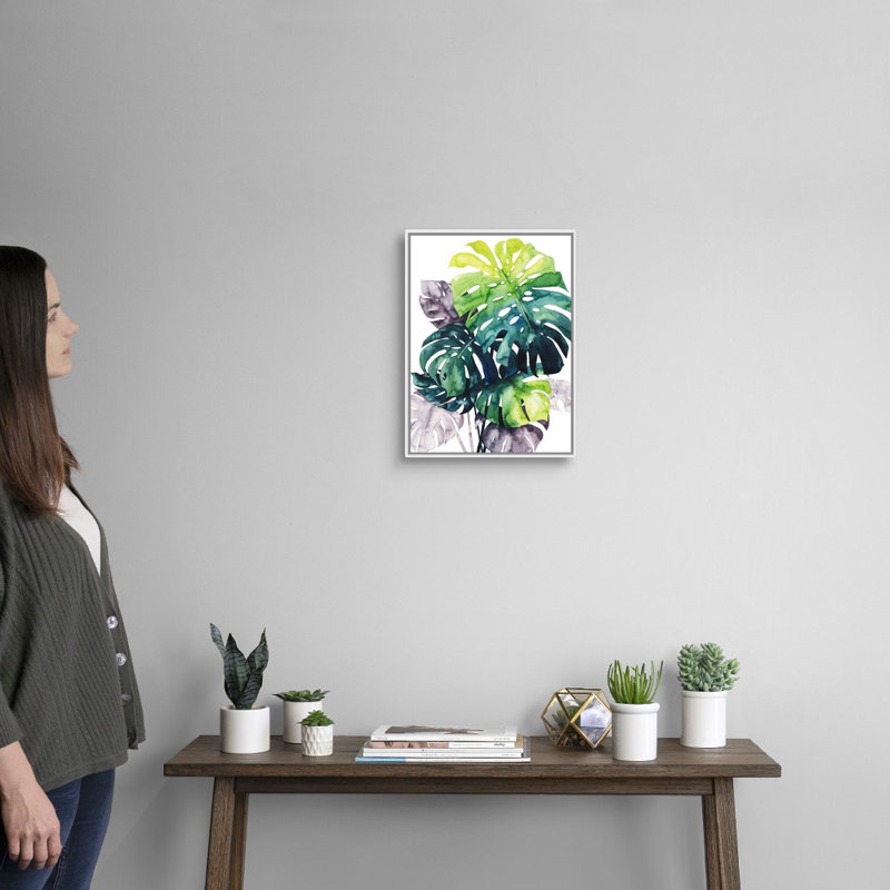 Art mural sur toile Twilight Palms IV, Toile avec cadre blanc, H 18 po x l 14 po