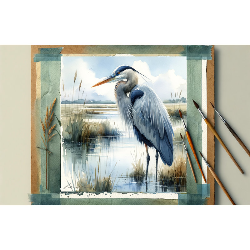 " Tranquil Marshlands - Heron ", 12" H x 12" W x 1" D