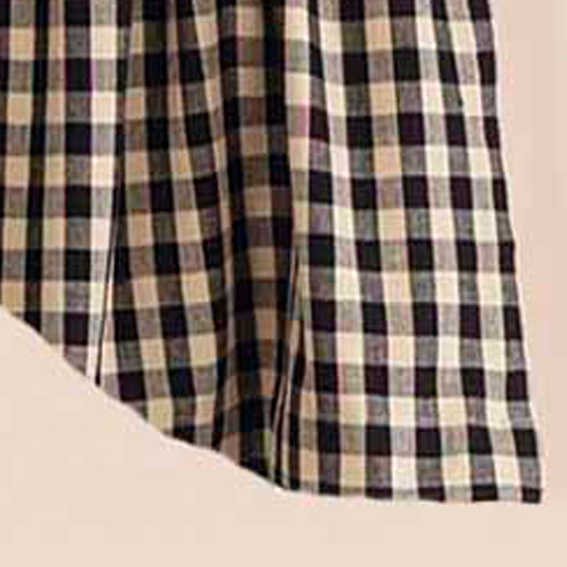 Cremeans Cotton Blend Checkered Scalloped Window Valance, Black