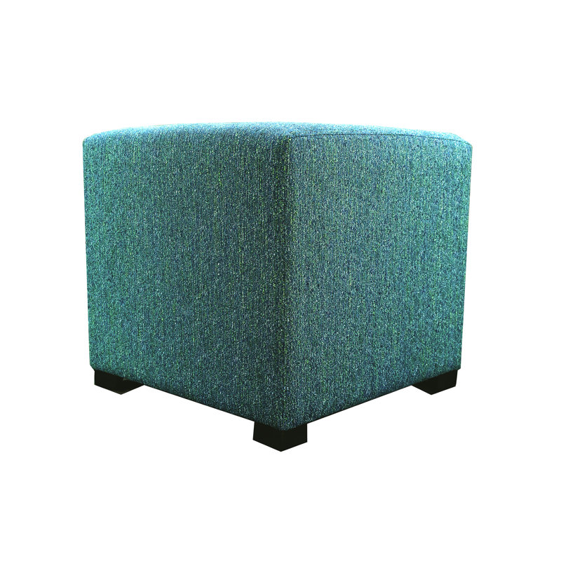 Hadlee Upholstered Ottoman, Teal Polyester Blend