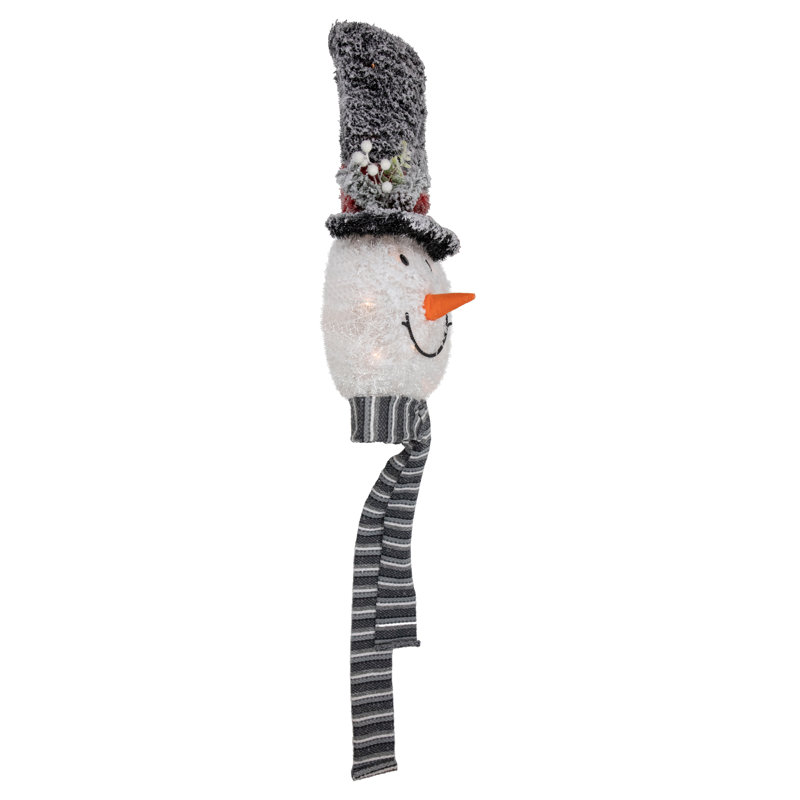 25" Lighted Snowman with Black Frosted Top Hat Christmas Tree Topper