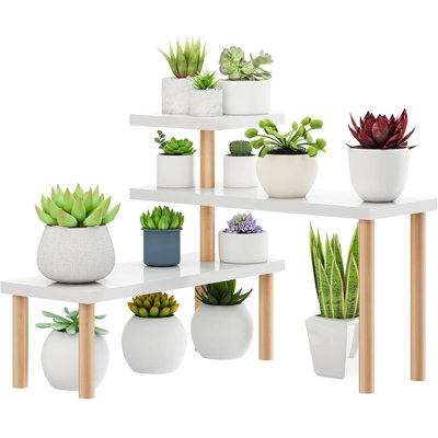 3-Tier Adjustable Plant Stand Shelf, Long Desktop Organizer For Indoor Plants, Books, And Home Decor With Enhanced Stability And 180-Degree Rotation by Corrigan Studio