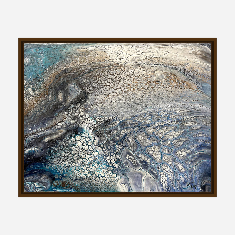 River Water Print by Rachel Farmer, 28" H x 50" W x 2" D, Brown Floater Frame Canvas