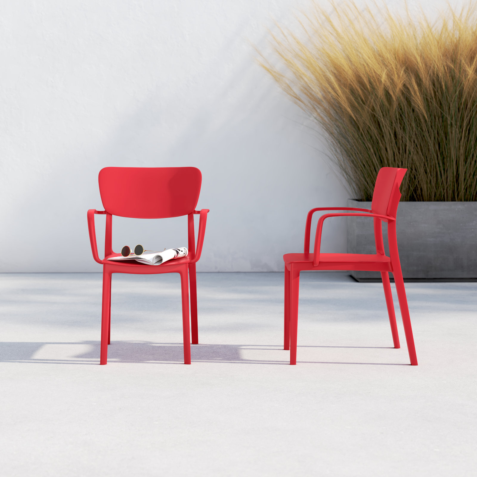 Farrah Stackable Patio Armchair, Red