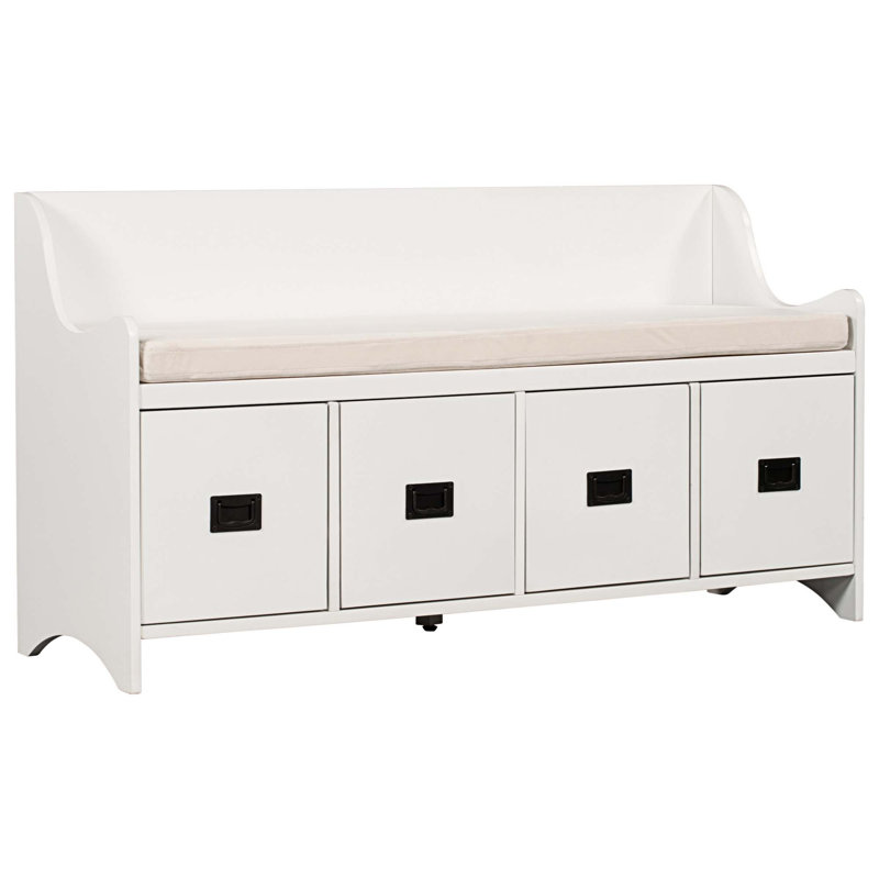 Banc de rangement avec tiroirs, Blanc