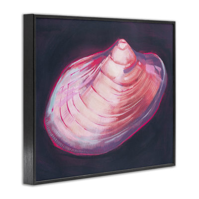 Coquillage rose sur estampe numérique noire par Grace Popp