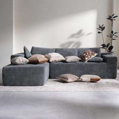 No Assembly Required 2 - Piece Corduroy Fabric Sofa by Mercer41