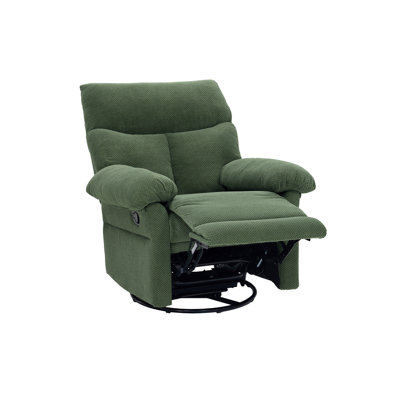 Modern Swivel Rocker Recliner Chair, Manual Overstuffed Glider Armchair with Textured Fabric for Living Room and Nursery