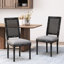 Paire de chaises de salle à manger en tissu gris - dossier de canne sophistiqué, siège rembourré confortable, 2 chaises à pieds cannelés avec dossier rectangulaire, assise moelleuse, pieds modernes, 20 po x 22,5 po