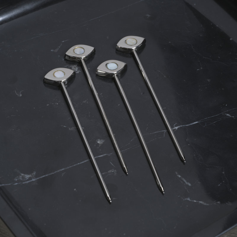 Ensemble de 4 pièces de cocktail avec support Evil Eye, Nickel