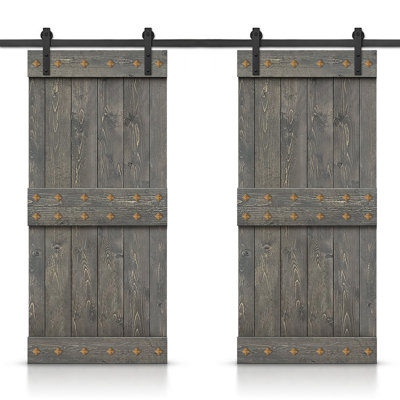 84'' Solid Wood Paneled Painted without Installation Hardware Kit Barn Door