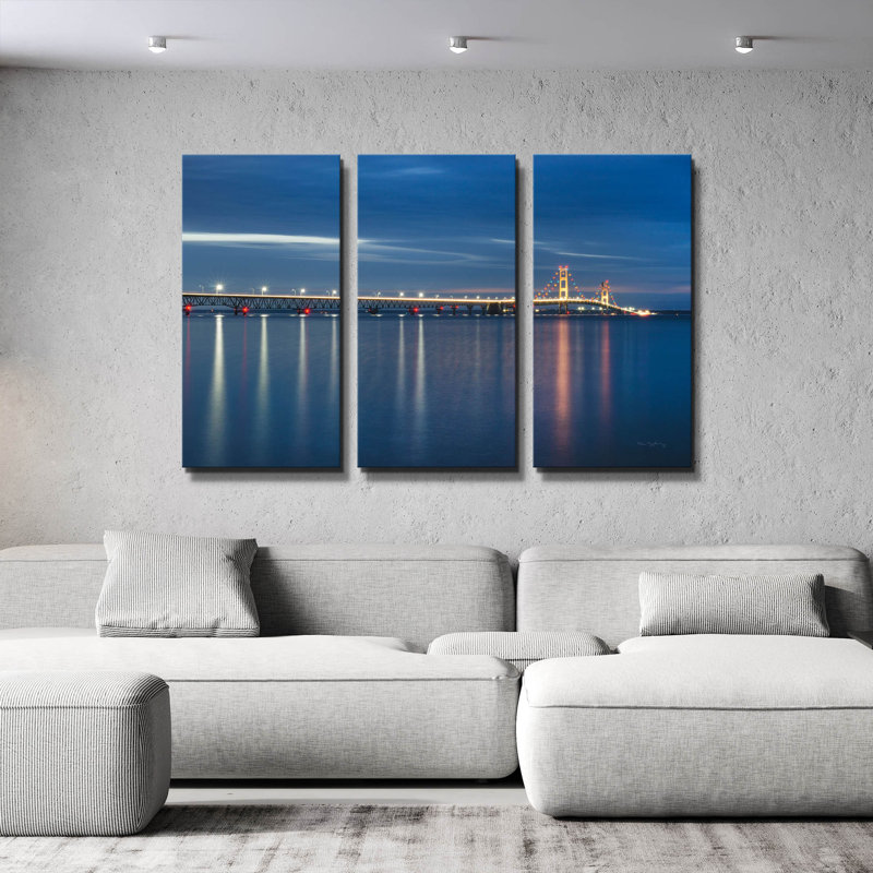 Art mural triptyque « Mackinac Bridge » par Alan Majchrowicz, 60" x 40", 60 po x 40 po
