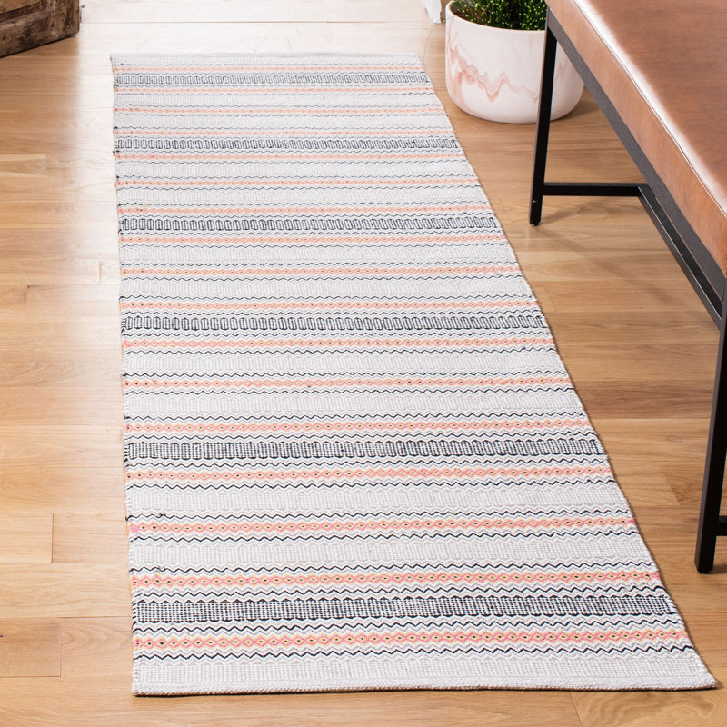 Tapis rayé en coton tissé à la main Breckenridge, Tapis de couloir 2 pi 3 po x 8 pi
