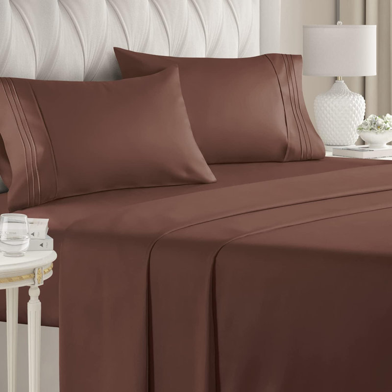 Full Deep Pocket Brown Microfiber Sheet Set