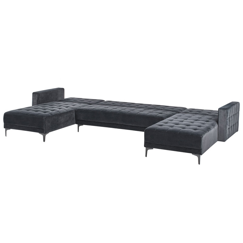 Aliyha 5 Seater Velvet Sofa Bed, Black