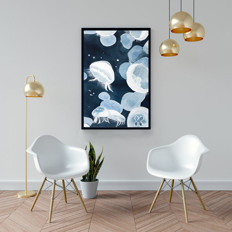 «Jellyfishs - Floater Frame, reproduction sur toile», H 36 po x l 24 po