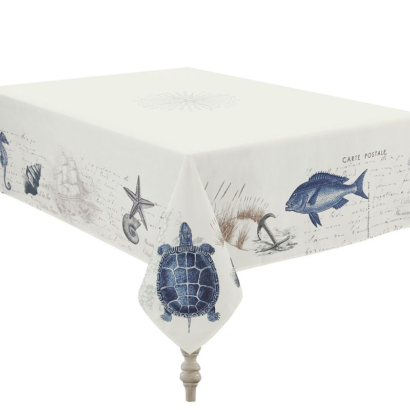 Seaside Postcard Geometric Tablecloth, 84" L x 70" W