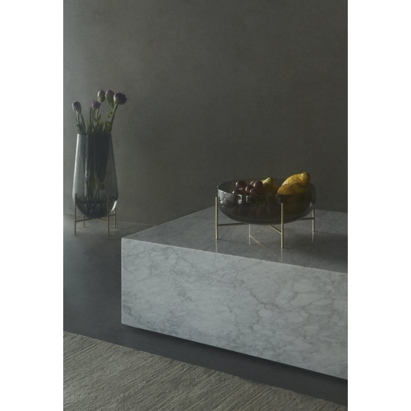 Plinth Marble Coffee Table, White Carrara