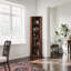 Grande armoire de bar d'angle avec rangement, armoire à liqueur d'angle en bois avec tablettes ouvertes et porte en filet métallique pour petits espaces