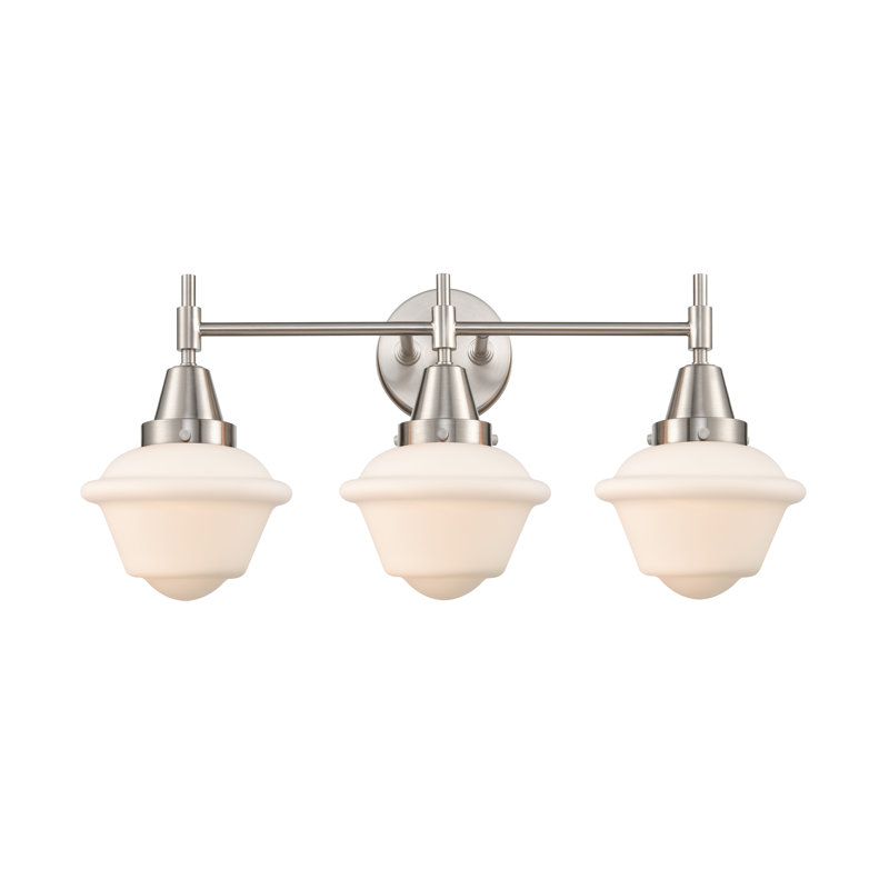 Éclairage pour meuble-lavabo à 3 lumières à intensité variable Gayle, Ampoule DEL rétro 4 watts, Nickel satiné, Blanc mat
