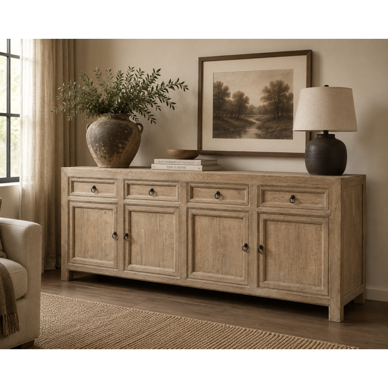 93'' W Solid Wood Sideboard, Natural