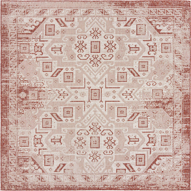 Tapis d'extérieur Chand couleur brique, Carré 7 pi 10 po