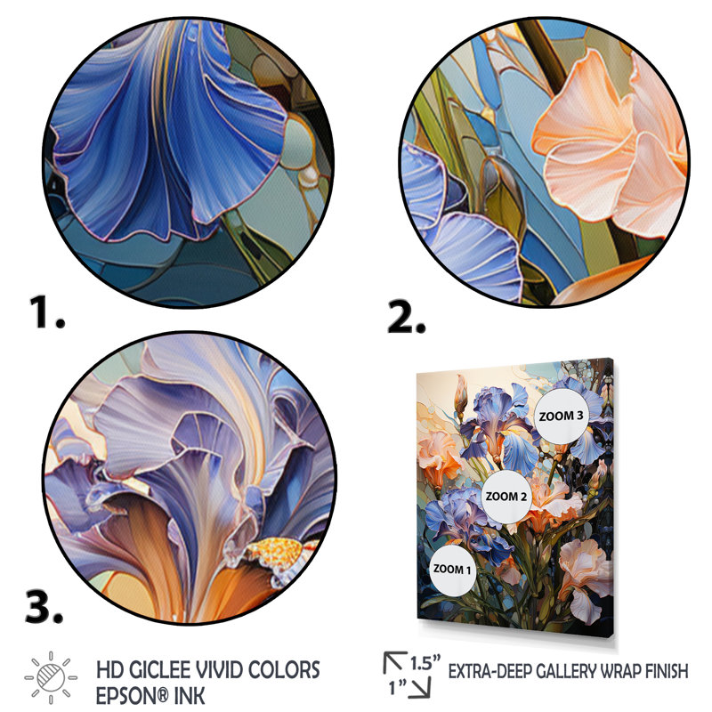 «Mauve jaune irisé irisé II», reproduction sur toile florale, Cadre photo noir, H 20 po x l 12 po x P 1 po