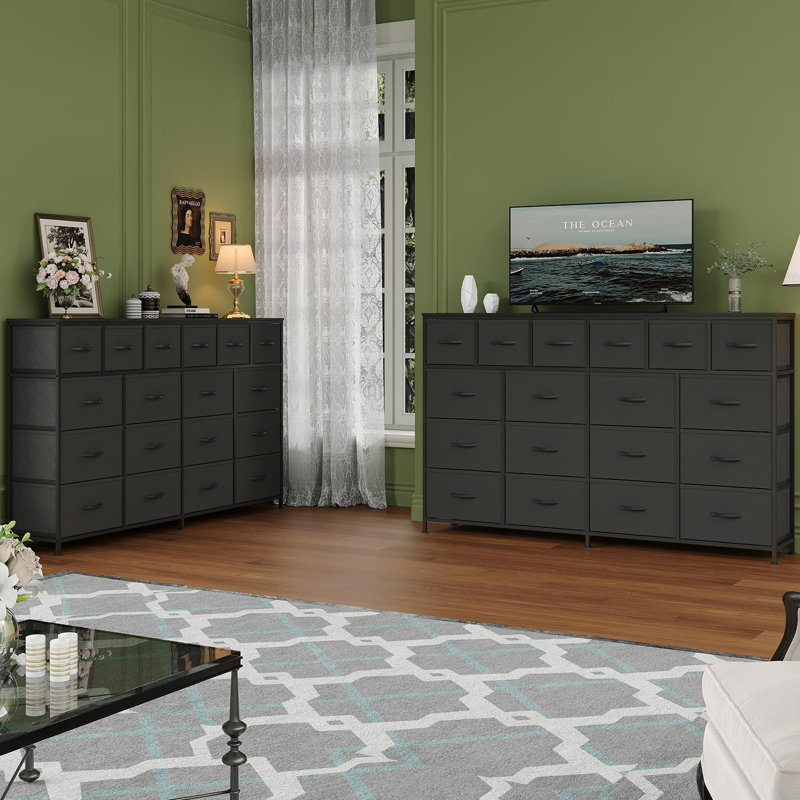 160 cm W Chest of 18 Drawers, Black