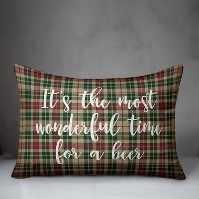  it's the Most Wonderful Time for a Beer in Tartan Plaid Lumbar Pillow