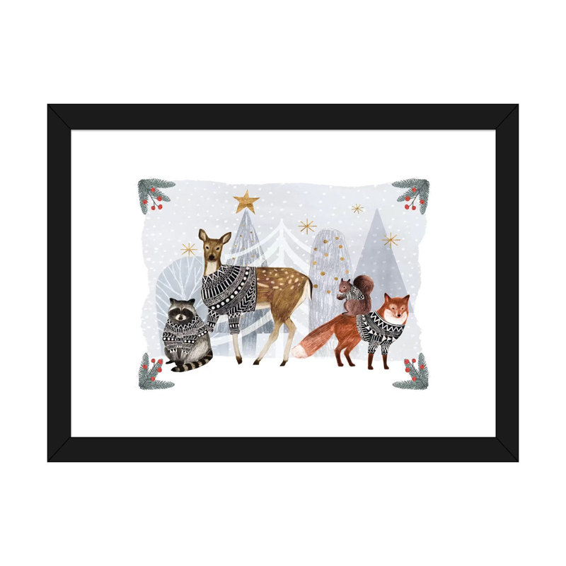 Cozy Christmas Collection A par Victoria Borges - impression d'art graphique, Papier encadré noir, Blanc