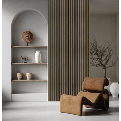 Panneau mural en faux bois à lattes | Imperméable | 94,5 po x 4,8 po chacun | 17,7 pieds carrés