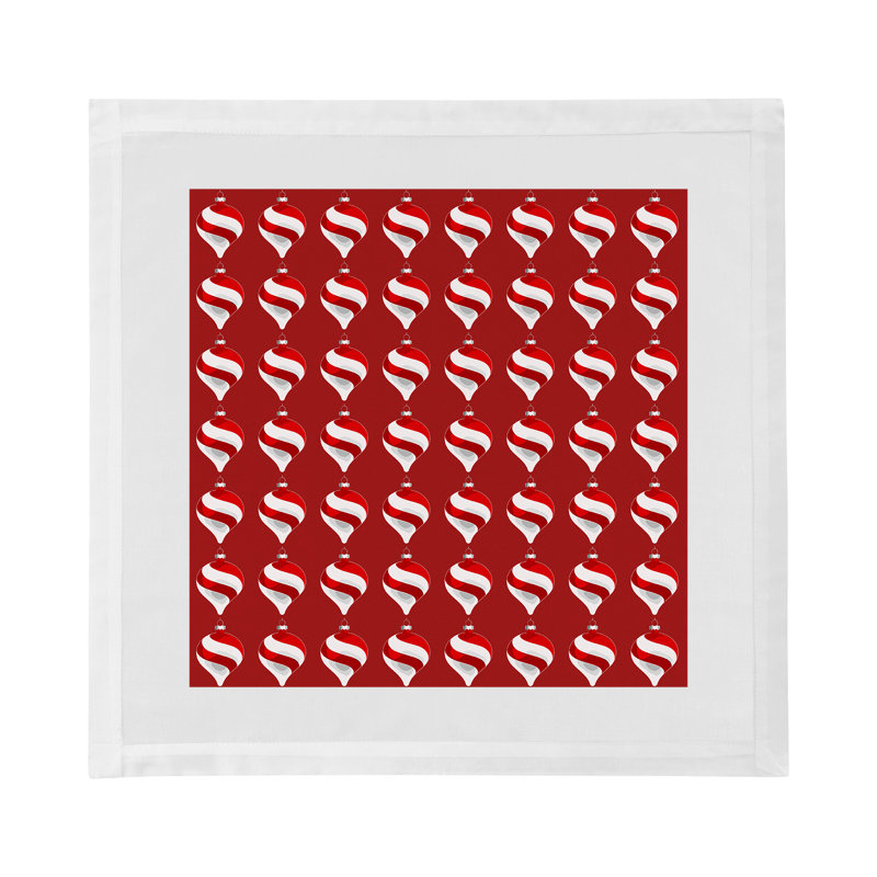 Xmas Ornament Cotton Sateen Dinner Napkins, Red