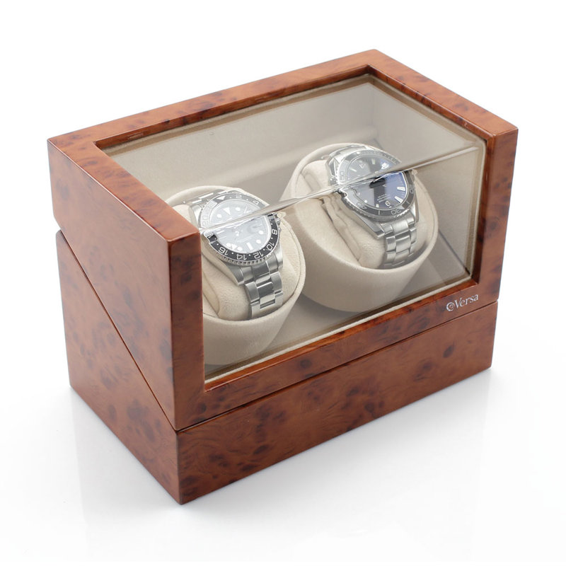 Versa Watch Box + Watch Winder, Burlwood