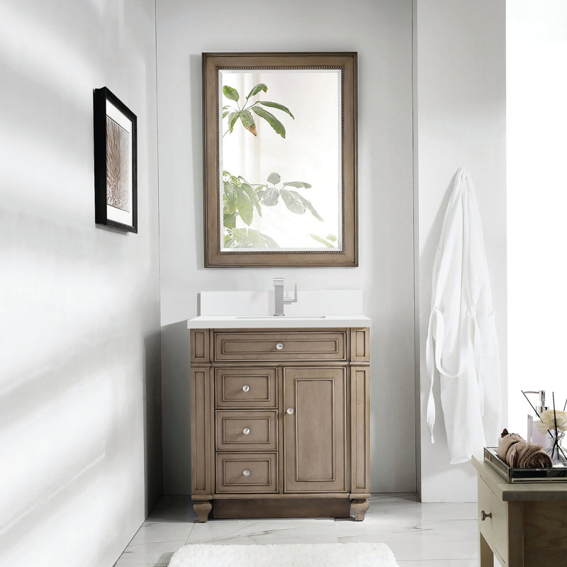Bristol 30'' W Single Vanity, Bright White, Ethereal Noctis, 8" Widespread