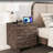 18.9" W Retro Wooden Nightstand With Built In Socket & Two Drawers