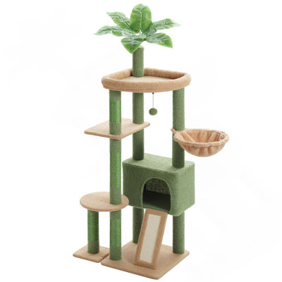 53" Multi-Level Cat Tree For Indoor Cats, Large Condo, Sisal Scratching Posts, Hammock & Perch